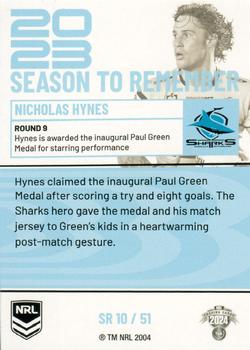 2024 NRL Traders Titanium - 2023 Season To Remember #SR10 Nicholas Hynes Back